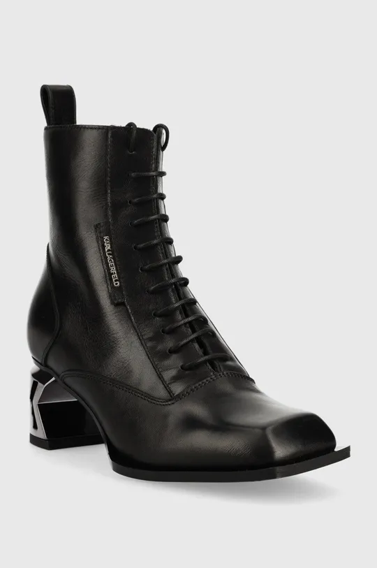 Kožené členkové topánky Karl Lagerfeld K-BLOK čierna