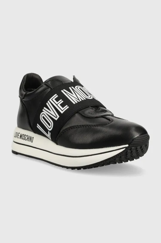 Δερμάτινα αθλητικά παπούτσια Love Moschino μαύρο