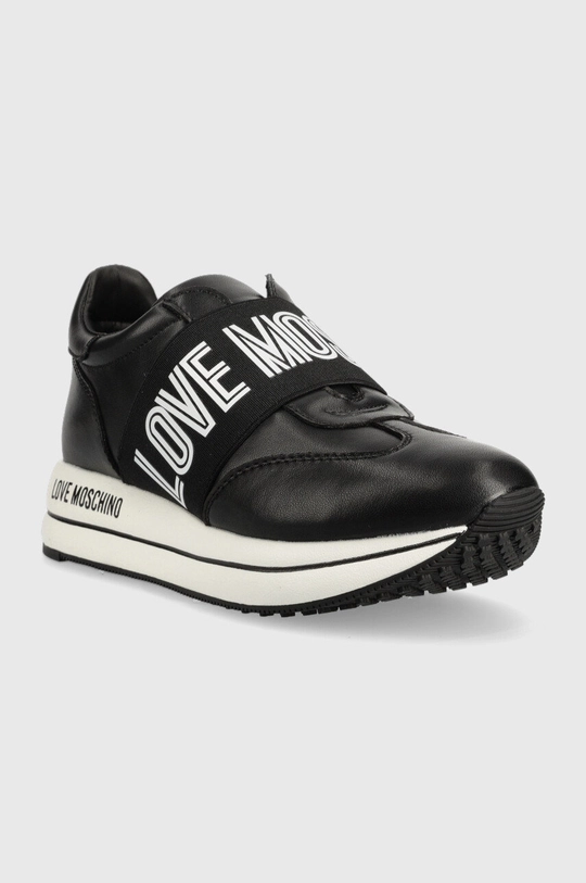 Love Moschino sneakersy skórzane czarny