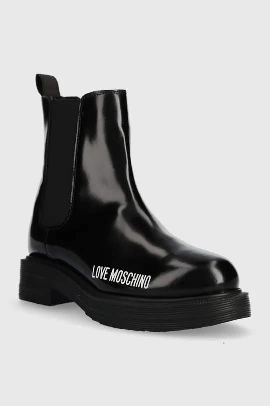 Kožené topánky chelsea Love Moschino čierna