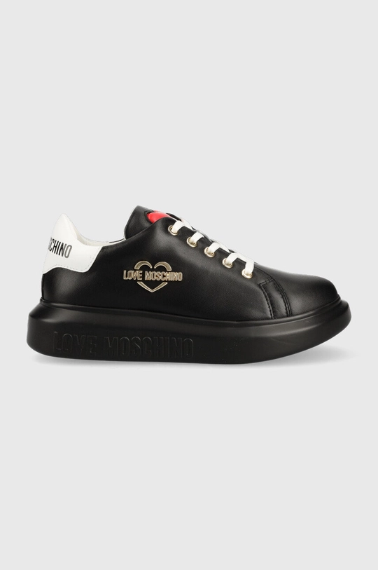 czarny Love Moschino sneakersy skórzane Damski