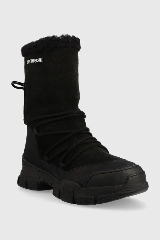 Cipele za snijeg od brušene kože Love Moschino crna