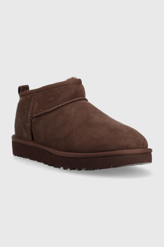 UGG śniegowce skórzane Classic Ultra Mini brązowy