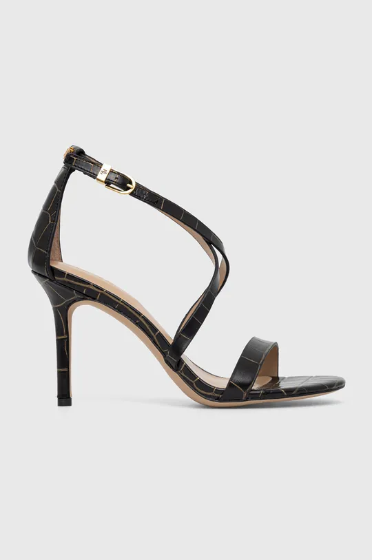 crna Kožne sandale Lauren Ralph Lauren Goldfoile Ženski