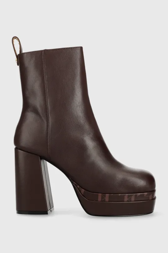καφέ Δερμάτινες μπότες Karl Lagerfeld Strada Γυναικεία