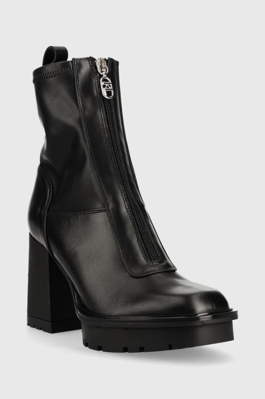 Kožené kotníkové boty Karl Lagerfeld Voyage černá