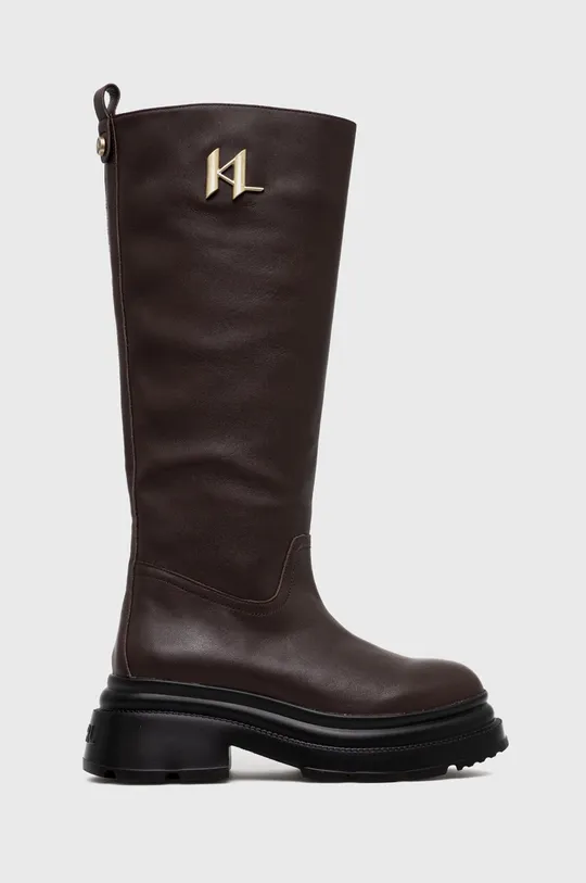 καφέ Δερμάτινες μπότες Karl Lagerfeld Danton Γυναικεία