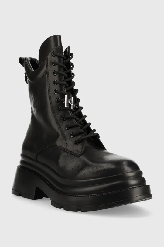 Usnjeni nizki škornji Karl Lagerfeld Danton črna