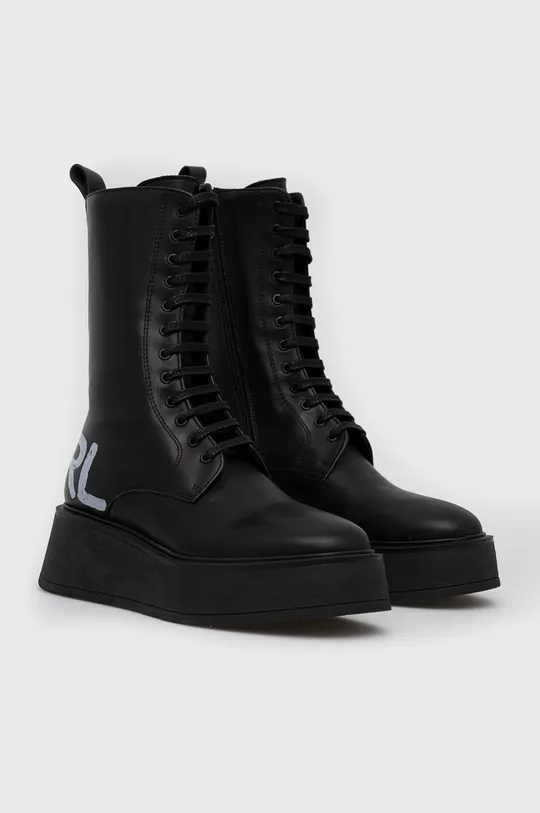 Kožené členkové topánky Karl Lagerfeld ZEPHYR čierna