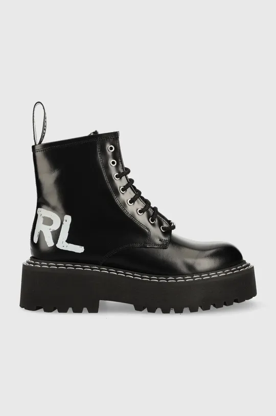 črna Usnjeni nizki škornji Karl Lagerfeld Patrol Ii Ženski