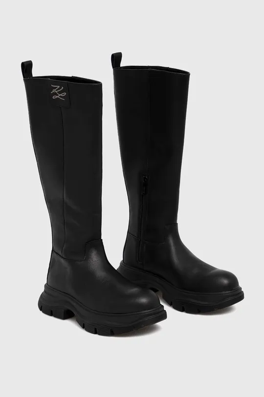 Usnjeni elegantni škornji Karl Lagerfeld Luna Ii črna