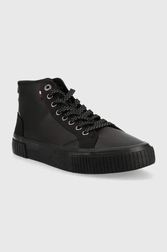 Δερμάτινα ελαφριά παπούτσια Tommy Hilfiger MODERN VULC LEATHER μαύρο