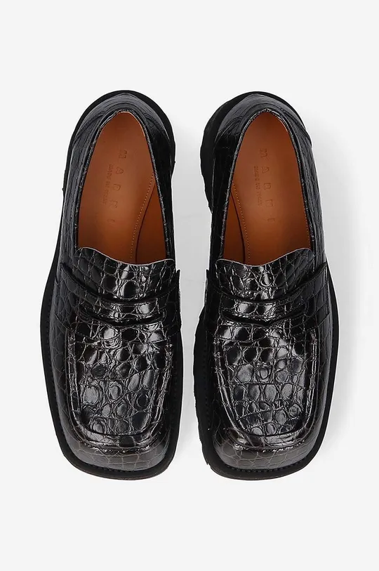 black Marni leather loafers