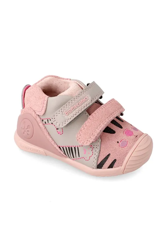 Δερμάτινα παιδικά κλειστά παπούτσια Biomecanics ροζ
