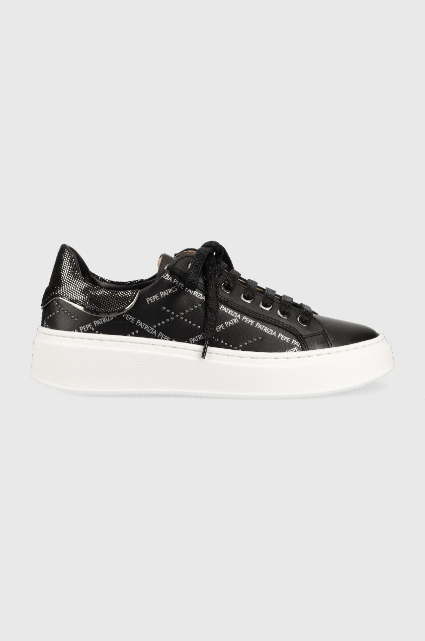 černá Dětské kožené sneakers boty Patrizia Pepe Dívčí