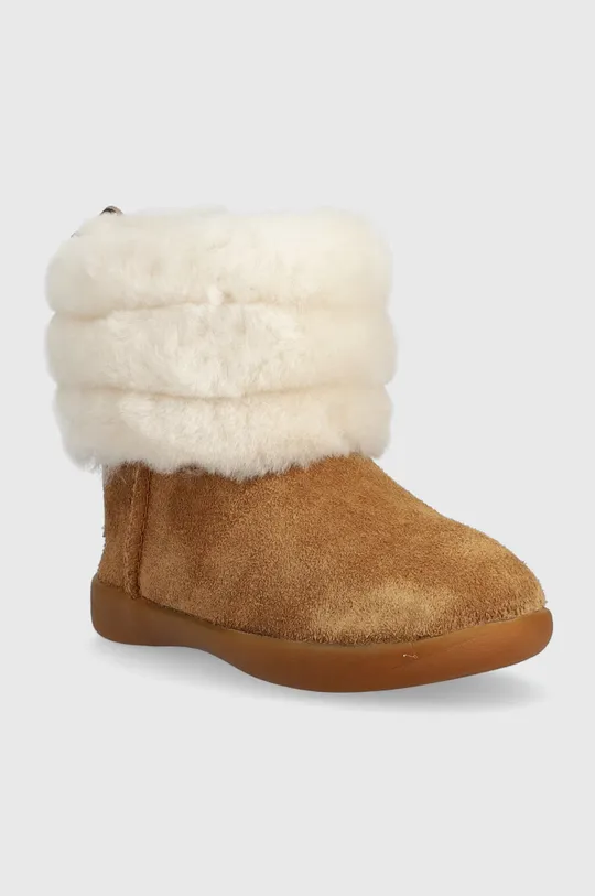 Μπότες χιονιού σουέτ για παιδιά UGG Mini Quilted Fluff καφέ