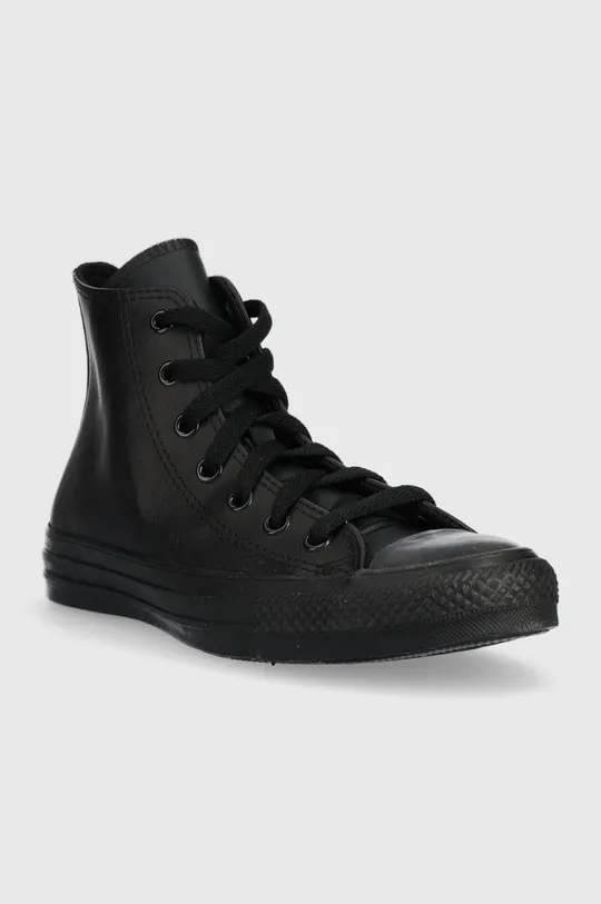 Παιδικά δερμάτινα πάνινα παπούτσια Converse Chuck Taylor All Star μαύρο