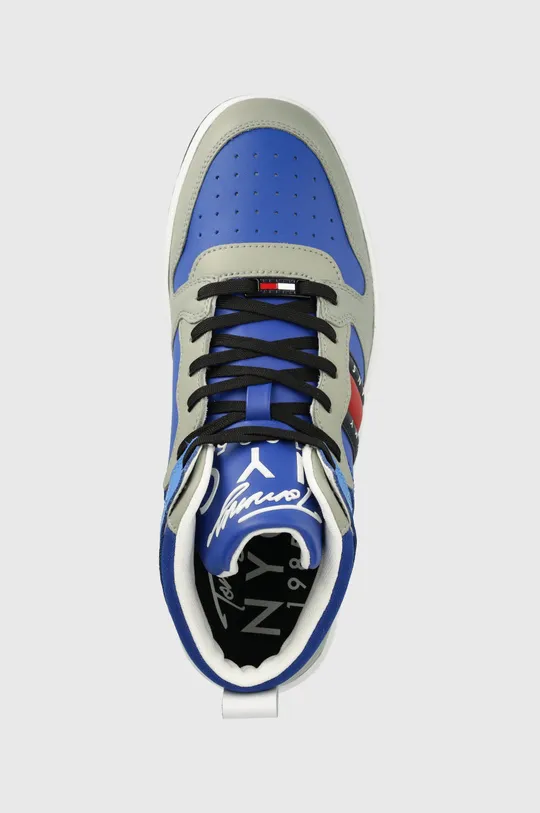 modrá Kožené tenisky Tommy Jeans Mid Pop Basket