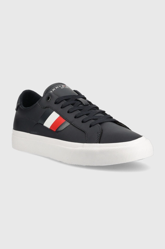 Kožne tenisice Tommy Hilfiger Core Stripes Vulc mornarsko plava