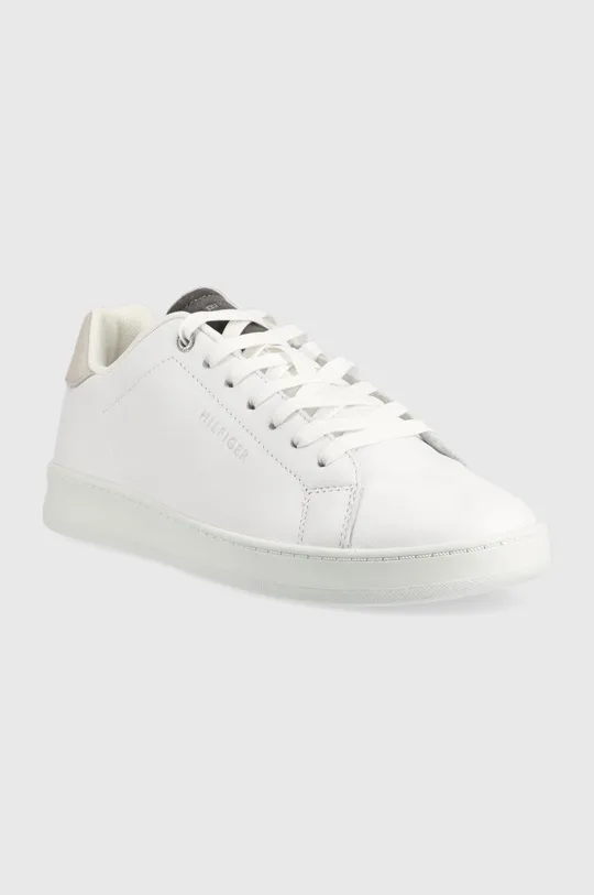 Δερμάτινα αθλητικά παπούτσια Tommy Hilfiger Retro Court Clean Cupsole λευκό