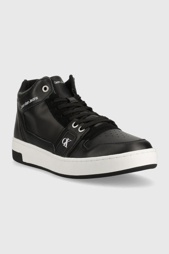 Kožené sneakers boty Calvin Klein Jeans černá