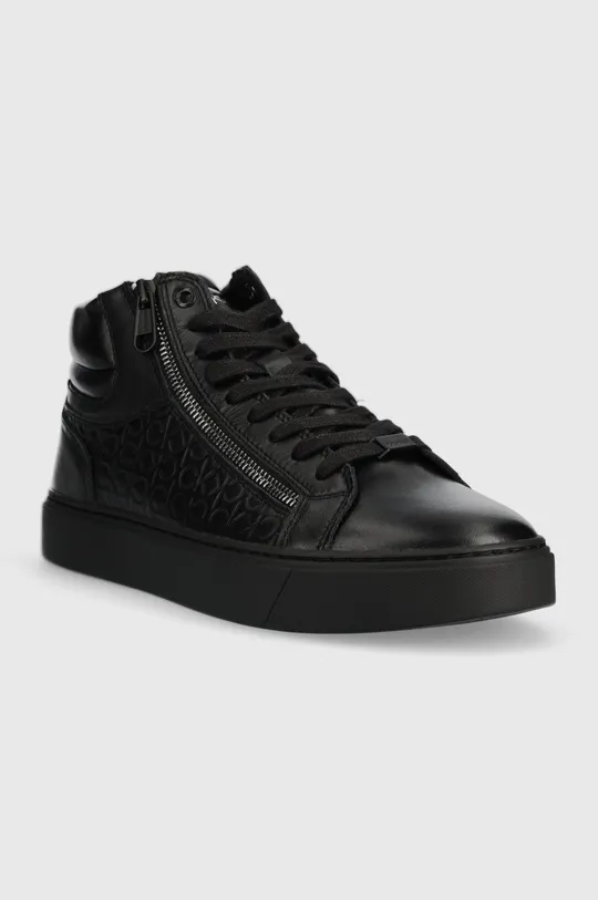 Δερμάτινα αθλητικά παπούτσια Calvin Klein High Top Lace Up μαύρο