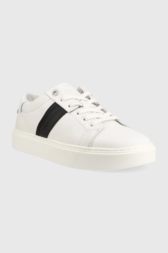 Kožené tenisky Calvin Klein Low Top Lace Up biela