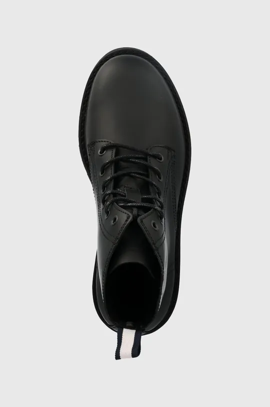 μαύρο Δερμάτινες μπότες πεζοπορίας Tommy Jeans Short Lace Up Leather Boot