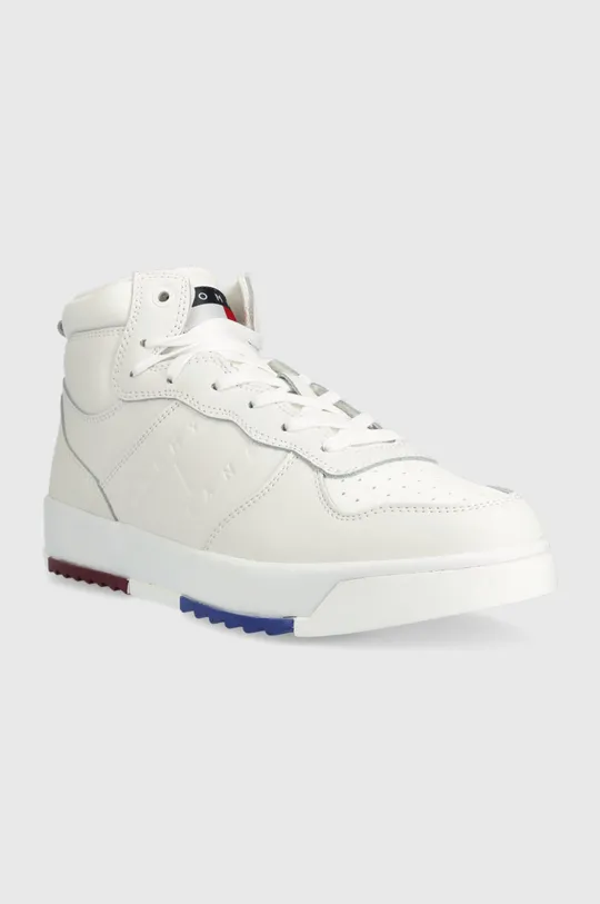 Δερμάτινα αθλητικά παπούτσια Tommy Jeans Leather Basket Midcut λευκό
