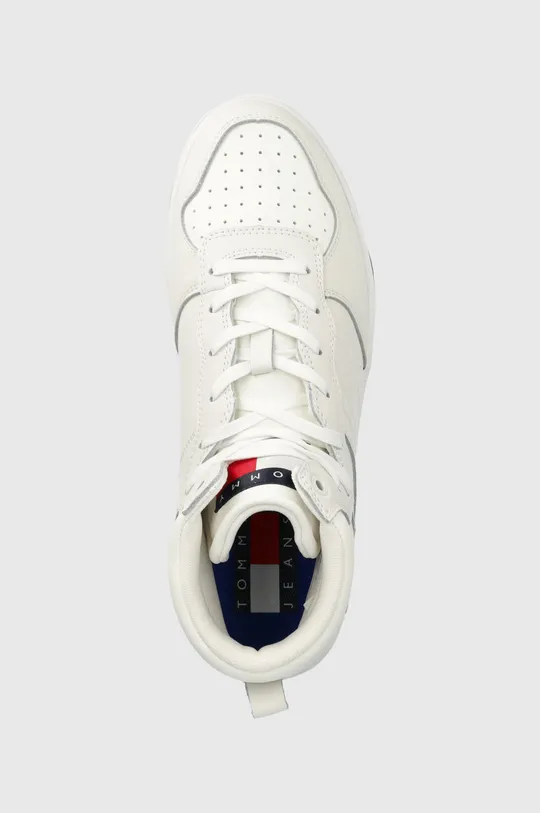 biały Tommy Jeans sneakersy skórzane Leather Basket Midcut