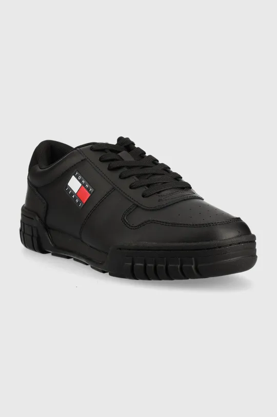 Δερμάτινα αθλητικά παπούτσια Tommy Jeans Retro Leather Cupsole Tjm Ess μαύρο
