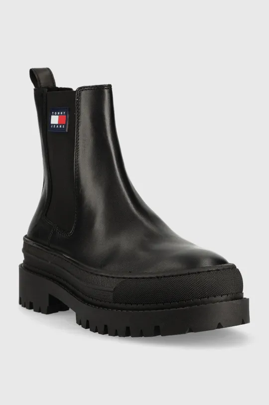 Δερμάτινες μπότες τσέλσι Tommy Jeans Foxing Detail Chelsea Boot μαύρο