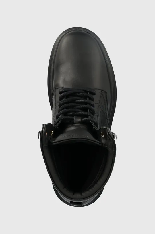 μαύρο Δερμάτινες μπότες πεζοπορίας Calvin Klein Combat Boot Mono