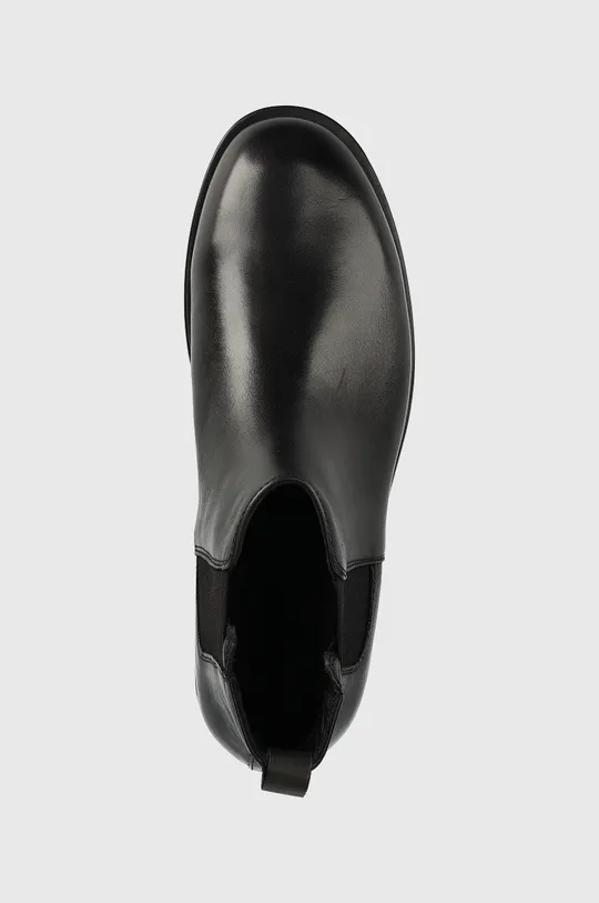 czarny Calvin Klein sztyblety skórzane Chelsea Boot