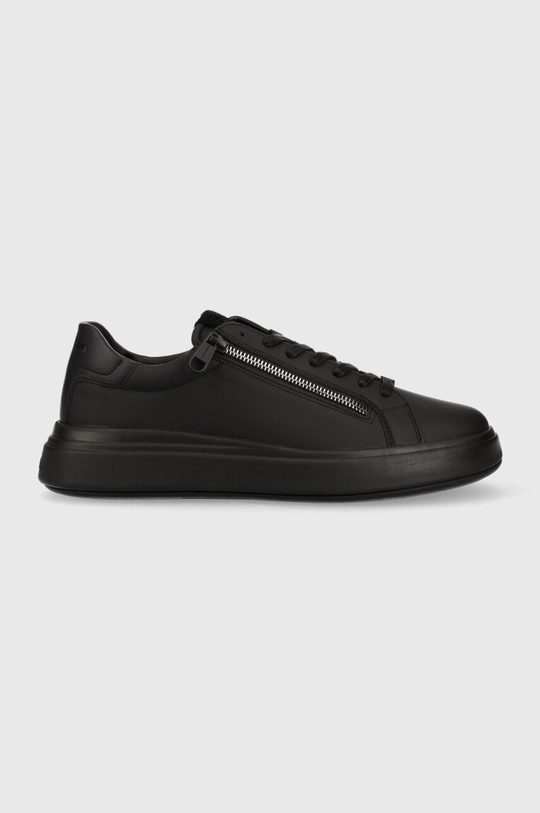 czarny Calvin Klein sneakersy skórzane Low Top Lace Up Zip Męski