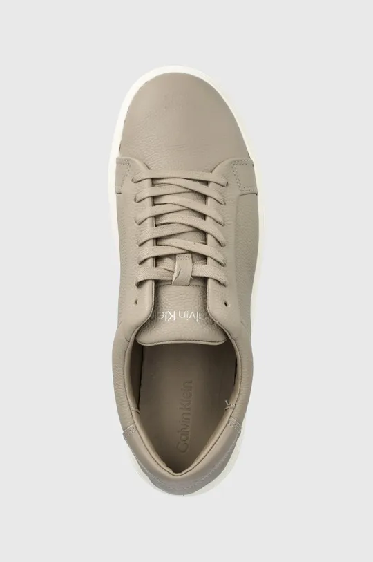 beżowy Calvin Klein sneakersy skórzane Low Top Lace Up Lth