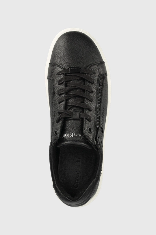 čierna Kožené tenisky Calvin Klein Low Top Lace Up W/Zip