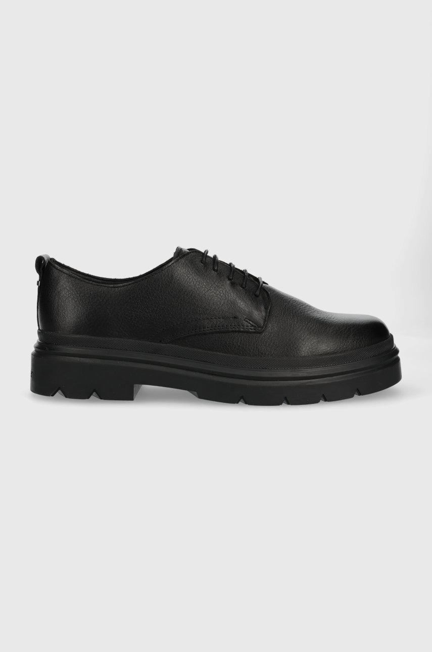 černá Kožené polobotky Calvin Klein Lace Up Derby Pánský