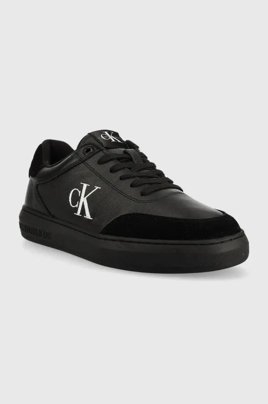 Δερμάτινα αθλητικά παπούτσια Calvin Klein Jeans μαύρο