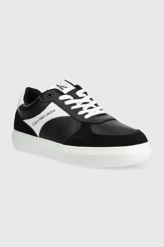 Kožené tenisky Calvin Klein Jeans Casual Cupsole Laceup Low čierna