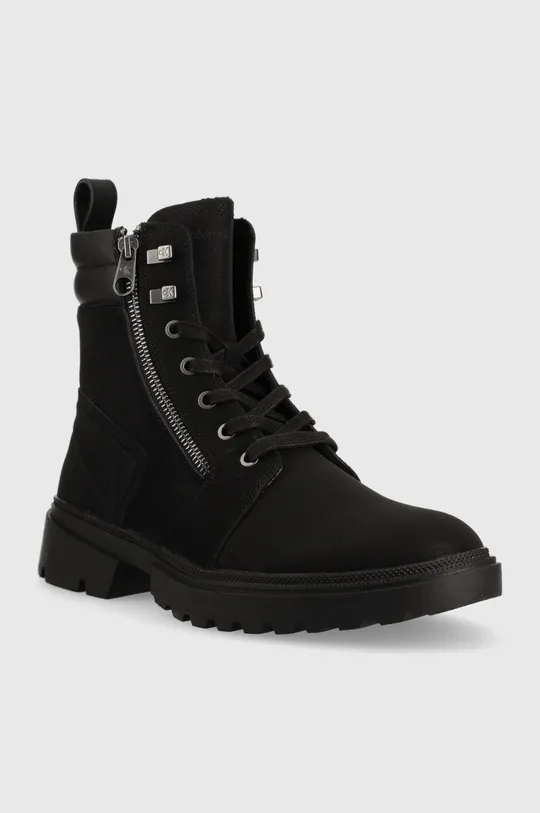 Členkové topánky Calvin Klein Jeans Chunky Laceup Boot W/zip čierna