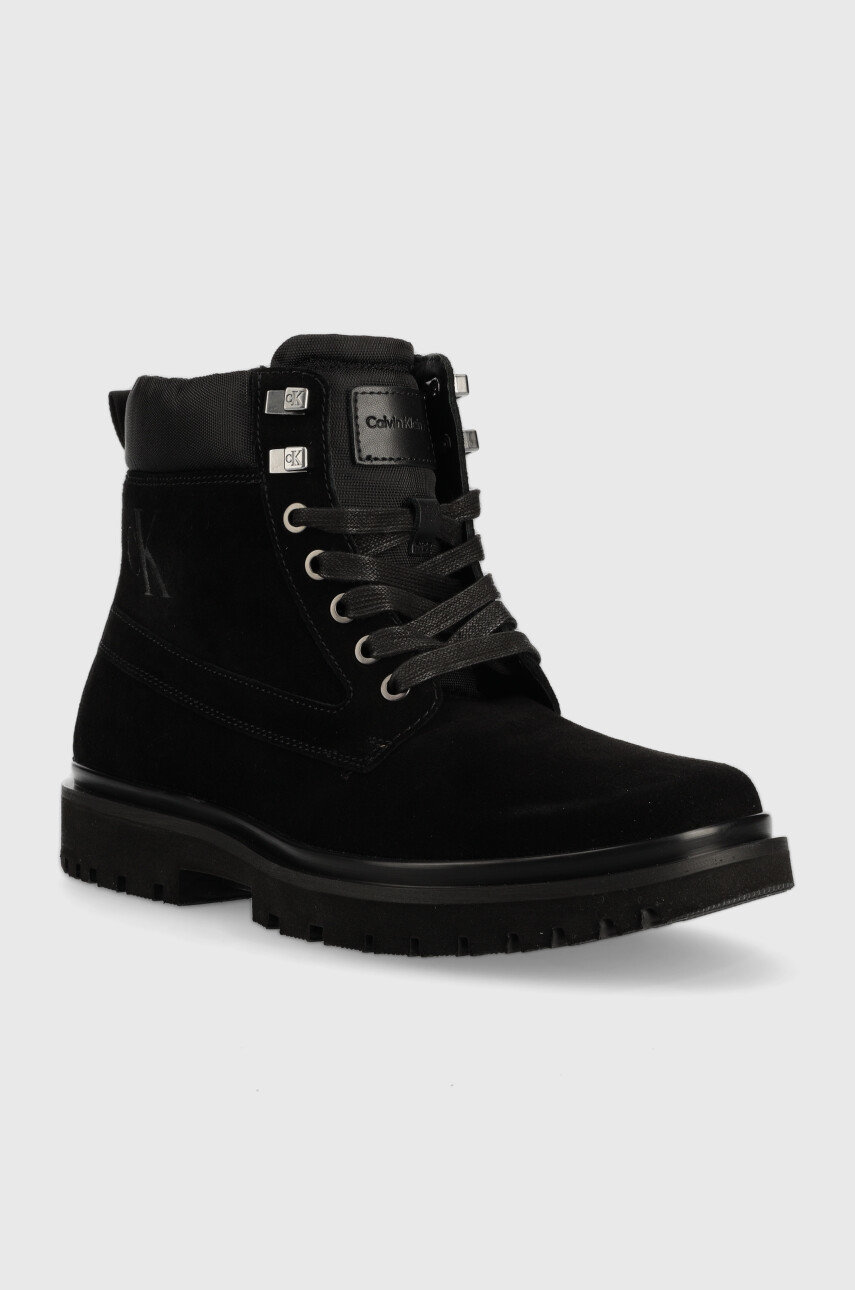Calvin Klein Jeans velúr bakancs Lug Mid Laceup Boot Hike fekete