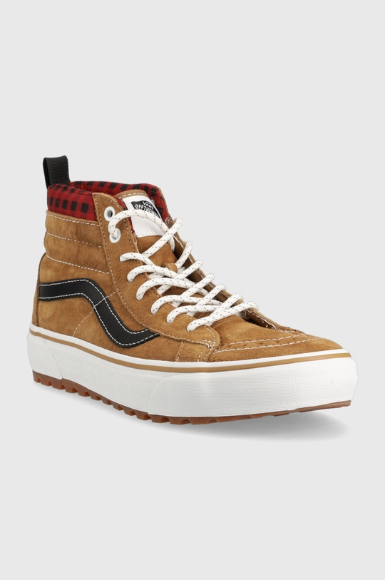 Kožené tenisky Vans SK8-Hi hnedá