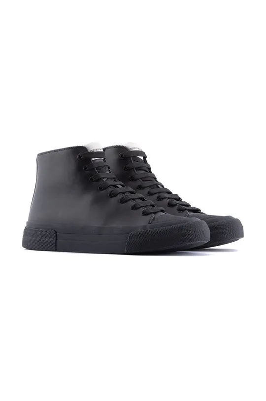 Δερμάτινα ελαφριά παπούτσια Emporio Armani μαύρο