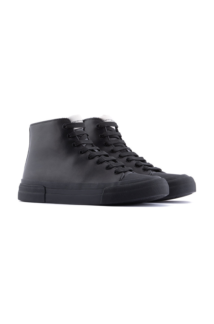 Кожаные кеды Emporio Armani мужские цвет чёрный | ANSWEAR.ua
