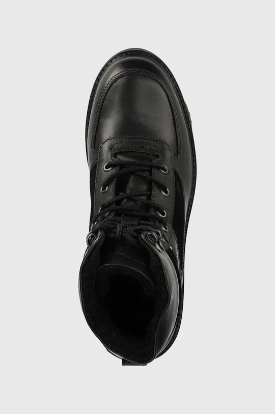 μαύρο Δερμάτινες μπότες πεζοπορίας Tommy Hilfiger