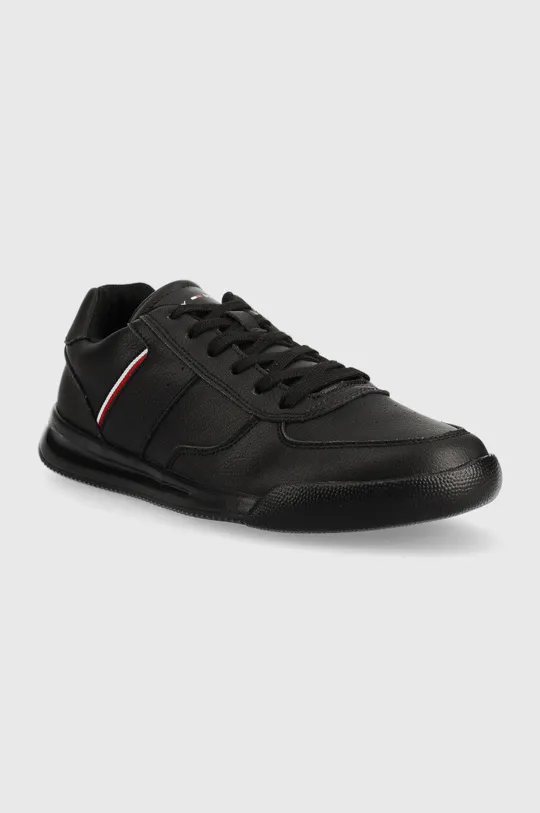 Δερμάτινα αθλητικά παπούτσια Tommy Hilfiger Lightweight Leather Detail Cup μαύρο