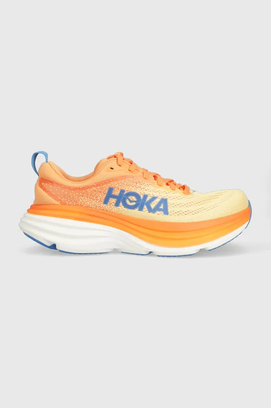 orange Hoka running shoes Bondi 8 Men’s