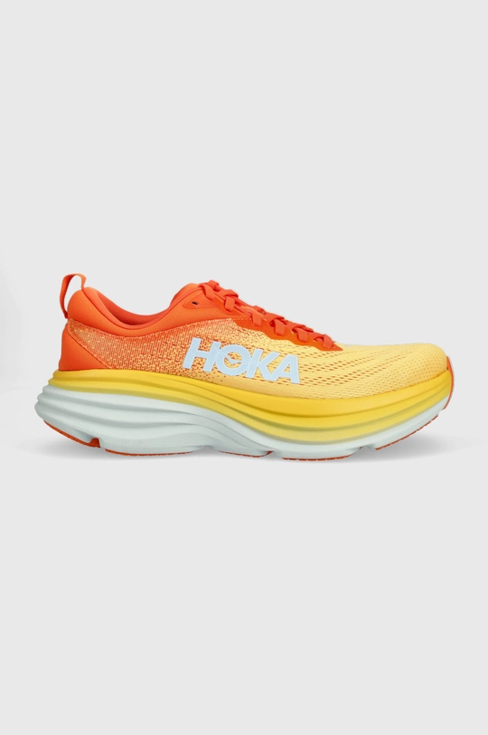 orange Hoka running shoes Bondi 8 Men’s