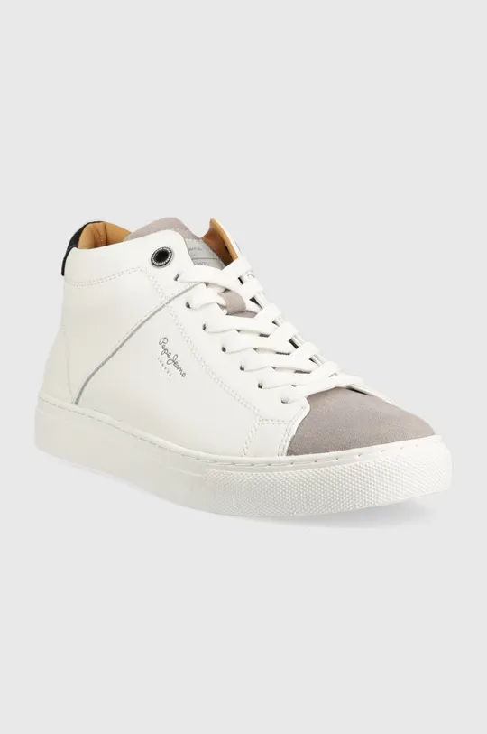 Δερμάτινα αθλητικά παπούτσια Pepe Jeans Joe Cup Half Boot λευκό